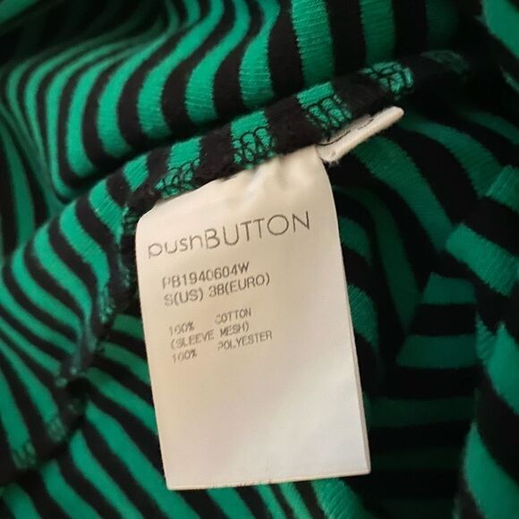 pushBUTTON green striped turtleneck sweater size small - Picture 6 of 8